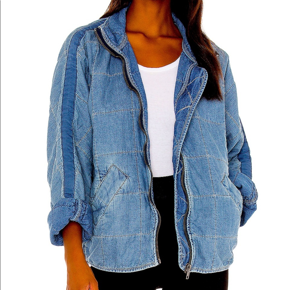 Free people dolman denim quilted jacket medium NWT